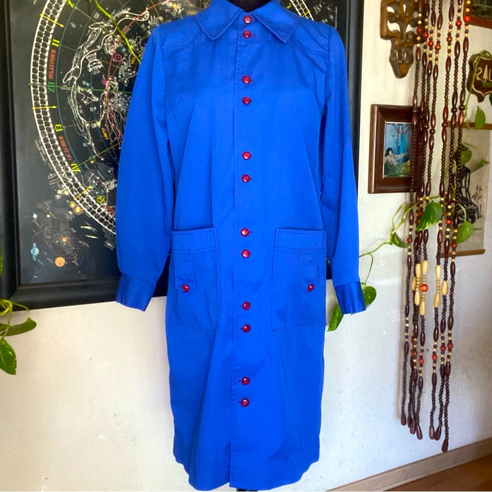 VTG 60’s Dutchmaid Dress Coat. Polycotton. USA. Lightweight. Rad Buttons. S/M